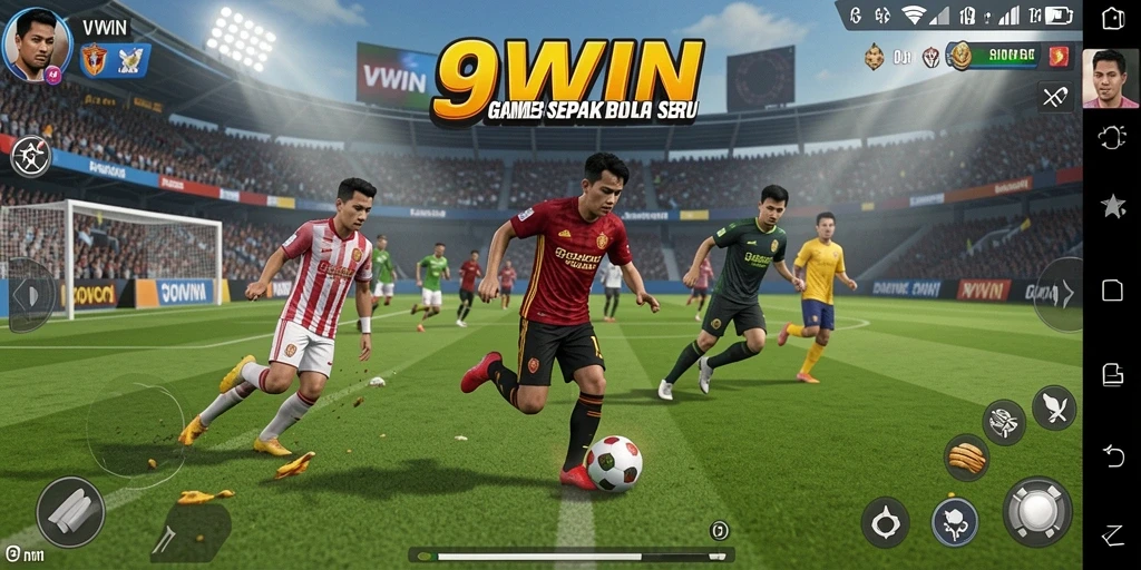 Tampilan gameplay seru dari 9WIN dengan aksi sepak bola yang mendebarkan.