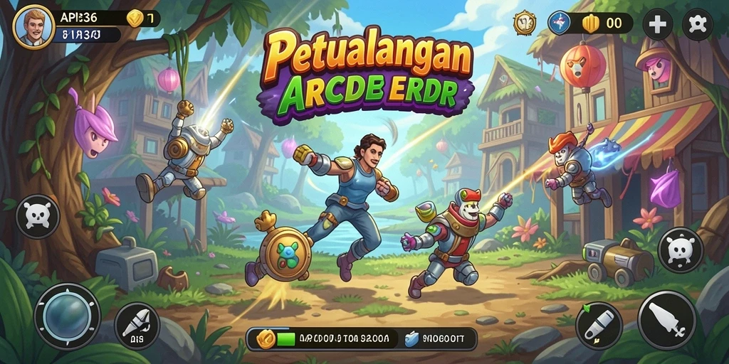 Screenshot gameplay API36 yang menunjukkan aksi seru dalam permainan arcade.