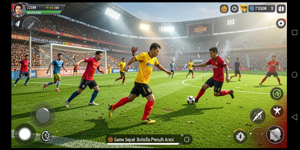 Tampilan seru dalam gameplay sepak bola F200M.