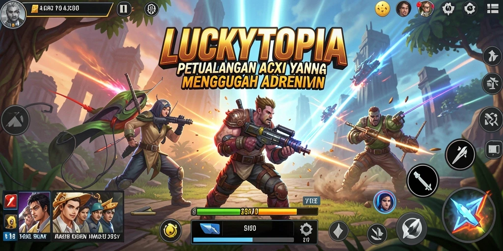 Tampilan aksi seru dari gameplay LUCKYTOPIA yang mendebarkan.