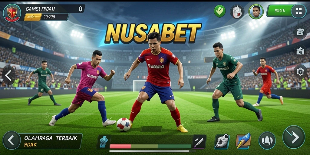 Screenshot utama NUSABET menampilkan aksi seru dalam olahraga.