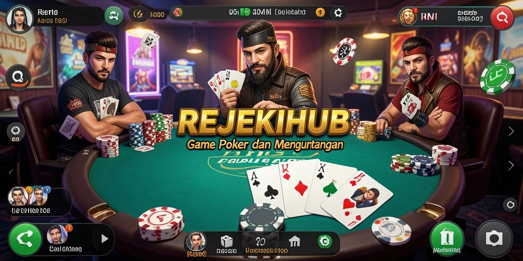 Tampilan gameplay poker yang seru dan menarik di REJEKIHUB.