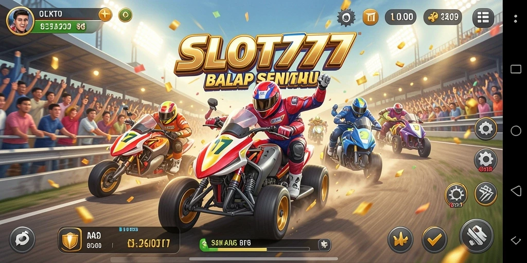 Tampilan gameplay SLOT777 yang mendebarkan saat balapan.