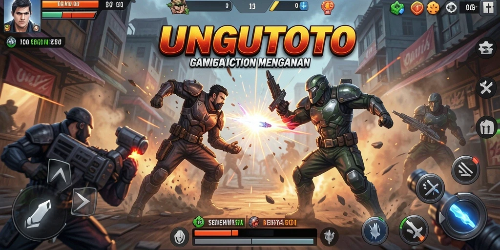 Tampilan gameplay seru UNGUTOTO dengan pertempuran yang intens.
