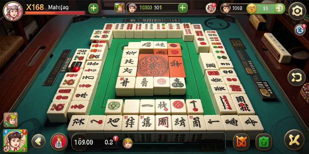 Tampilan menarik dari gameplay X168 yang penuh aksi Mahjong.