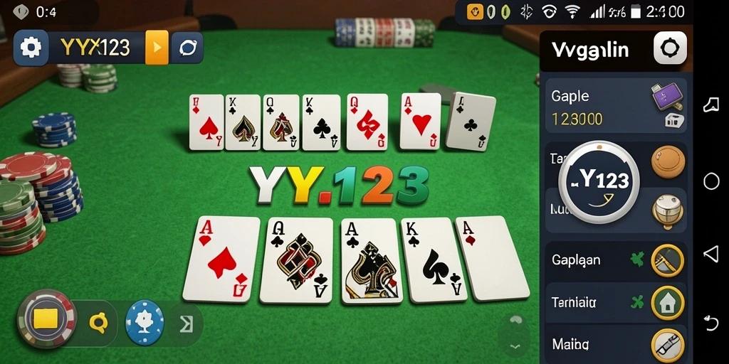 Screenshot utama YY123 menampilkan antarmuka permainan Gaple yang menarik.